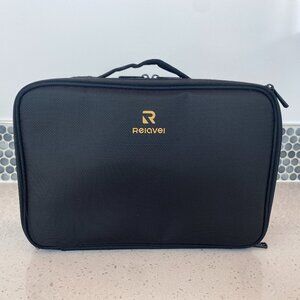 Relavel Travel Cosmetic Case, Portable with Adjustable Dividers, Brush Storage,